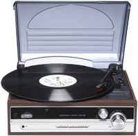 tocadiscos denver vpr-190 con radio fm altavoces integrados acabado madera aguja ceramica