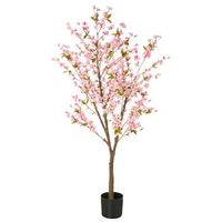 planta artificial en maceta verde negro material hojas de plastico rosas 180 cm interior cherry tree