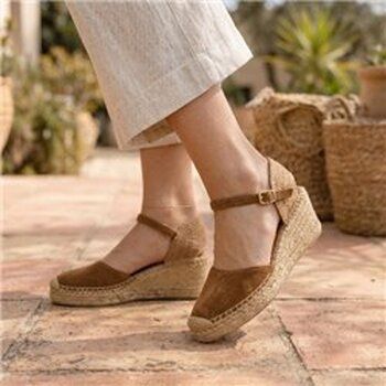 Lolas Zapatos de tacón alpargata Kora 3 cuerdas ante para mujer