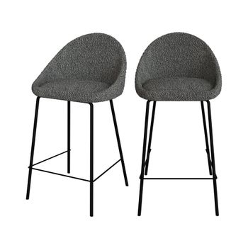 Set de 2 sillas para isla de cocina en tela gris 65 cm