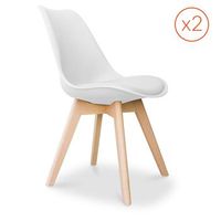 lote de 2 sillas denisse con cojin diseno escandinavo - mate blanco