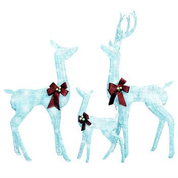 Figuras Familia De Renos De Navidad Blanco Y Plateado 201 Led Vidaxl