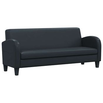 Sofá 3 Plazas Cuero Artificial Negro 183 X 70 X 76 Cm Vidaxl
