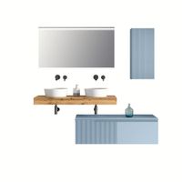 mueble de bano de 7 piezas en melamina robleazul tiffany