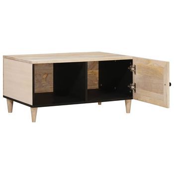 Mesa De Café - Mesa De Centro - Mesa Baja Beige 80 X 50 X 40 Cm Madera Maciza De Acacia