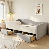 cama infantil tapizada 90 x 190 cm gris con dos cajones y barreras acolchadas