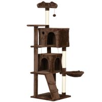 pawhut arbol rascador para gatos 160 cm con plataformas cama 2 cuevas hamaca escalera postes de sisal marron