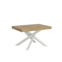 mesa extensible 90x120380 cm volantis roble natural patas blanco