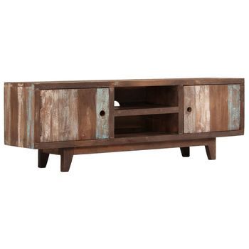Mueble Para Tv De Madera Maciza De Acacia Vintage 118x30x40 Cm Vidaxl