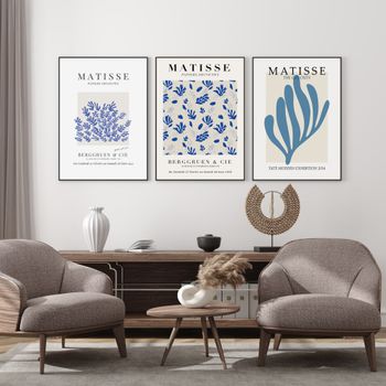 Set de 3 cuadros 188, marco premium chapado en roble, 50x70 cm