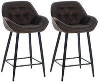 set de 2 taburetes de bar con reposapies en tela marron