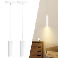 aigostar lampara de techo gu10 blanca moderna lampara colgante cilindrica de 20 cm lampara colgante de techo foco metal tubo pack 2 uds no incluye bombilla