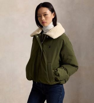 Polo Ralph Lauren para mujer. 211A97141002 Chaqueta acolchada de plumón verde (XXL), Casual, Poliéster