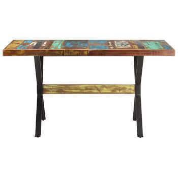 Mesa De Comedor - Mesa De Cocina De Madera Maciza Reciclada 140x70x76 Cm