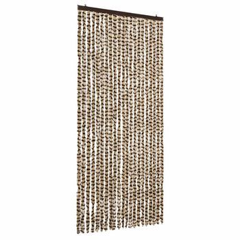 Cortina Mosquitera Beige Y Marrón Chenilla 90x220 Cm Vidaxl