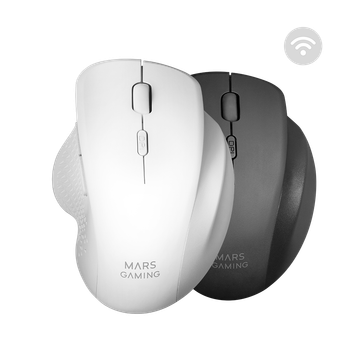 Mars Gaming MMWERGO, Ratón Inalámbrico Ergonómico, Compatibilidad PS4/PS5/XBOX/PC/Mac, Ratón PC Negro o Blanco