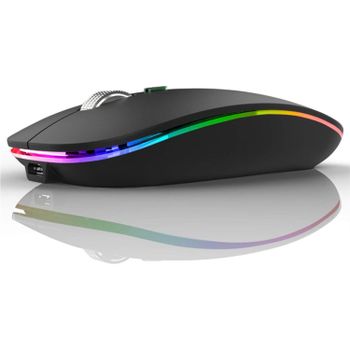 IPSDI.Ratón inalambrico para portatil, Ergonómico y silencioso, recargable,USB 2.4 G con Nano Receptor,3 Niveles Ajustables dpi, Ultra Delgado