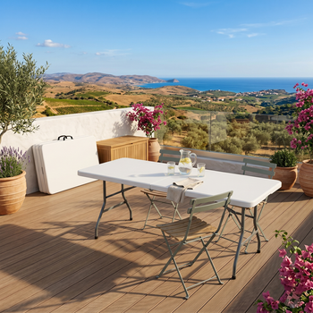 Mesa Plegable Para Uso Intensivo Maletín Rectangular 182x74 Romero Garden