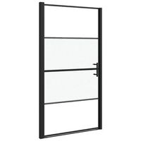 puerta de ducha vidrio semiesmerilado negro 100x178 cm vidaxl