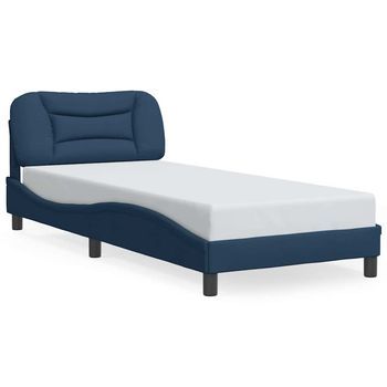 Estructura De Cama Sin Colchón Hvar Tela Azul 90x200 Cm Vidaxl