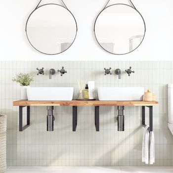 Encimera Tocador Baño Madera Acacia Sin Tratar 120x60x4 Cm