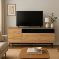mueble de tv contemporaneo en madera natural
