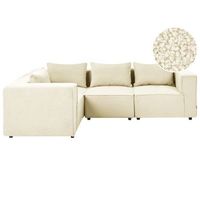 sofa esquinero derecho moderno 4 plazas modular tapizado de boucle blanco crema axebo
