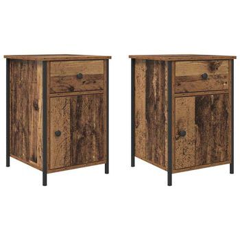 Armario De Noche 2 Uds. Madera Vieja 40 X 42 X 60 Cm Vidaxl