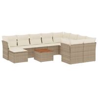 set de sofas de jardin 11pzas con cojines ratan sintetico beige vidaxl