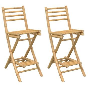 Taburetes De Bar Para Exterior Con Reposapiés 2 Uds. Plegables V6708 Unico / Marrón