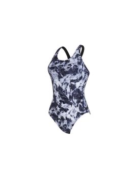 Bañador de Natación Zoggs Marble Powerback Mujer Negro