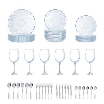 48 Piezas - 6 Personas Luminarc Apartamento - Transparente Apto Microondas