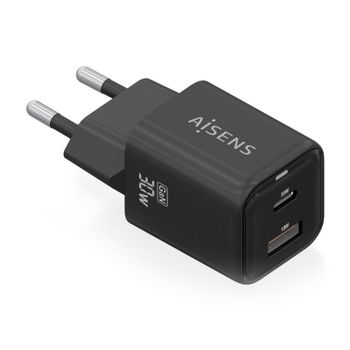 Aisens ASCH-30W2P021-BK Cargador GaN 30W 1xUSB-C PD3.0 QC4.0 1xUSB-A QC3.0 Negro