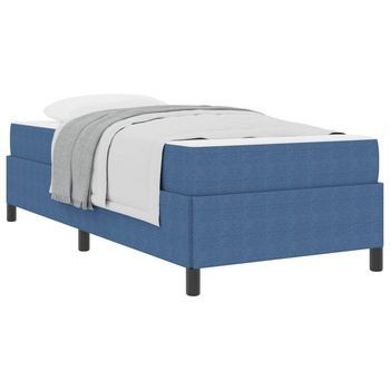 Cama Individual | Cama Para Adulto | Estructura De Cama Con Colchón Azul 100 X 200 Cm Tela