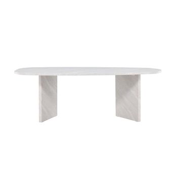Mesa de comedor para 10 personas efecto mármol orgánico - gris claro
