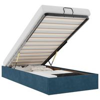 cama individual  cama para adultos  estructura de cama otomana sin colchon terciopelo azul oscuro
