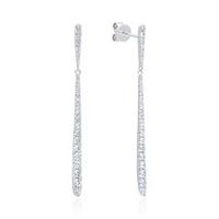 pendientes colgantes de diamantes en oro blanco 18 quilates