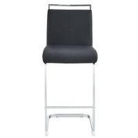 juego de 2 taburetes de bar con reposapies integrado y patas de metal plateado asiento de cuero sintetico pu negro