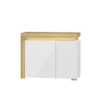 Bufé con 2 puertas led paneles laminados blanco y madera