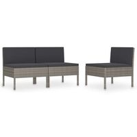 pack 3 uds sillas de jardin  silla de exterior  sillon con cojines ratan sintetico gris