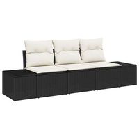 juego de sofa con cojin 3 piezas  mueble de jardin negro ratan sintetico
