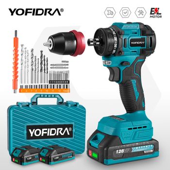 YOFIDRA-taladro eléctrico sin escobillas, destornillador de 10MM, taladro de impacto inalámbrico de mano, herramienta eléctrica para carpintería para batería Makita de 18V
