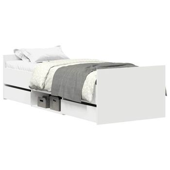 Estructura De Cama Con Cabecero Piecero Blanca 75x190 Cm Vidaxl