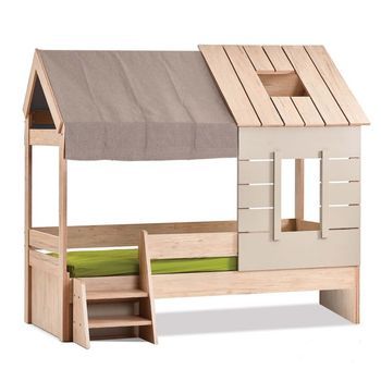 Cama Infantil Casita Aglomerado Gris 90x200cm