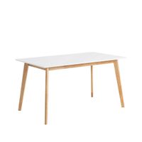 mesa de comedor 120 con patas de roble y tablero blanco