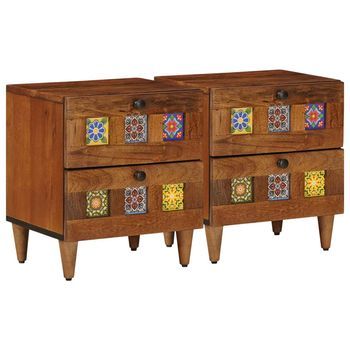 Armario De Noche Con Cajón 2 Pcs Marrón 40 X 33 X 46 Cm Vidaxl