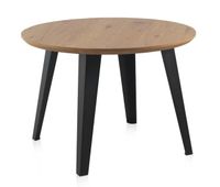 mesa redonda de melamina efecto madera de 110 cm de diametro con patas de metal