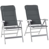 outsunny lote de 2 sillas de jardin plegables sillon de exterior con respaldo alto reclinable en multiples posiciones reposabrazos   aosom espana