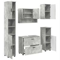 juego de muebles de bano 5 uds gris concreto 35 x 30 x 192 cm vidaxl