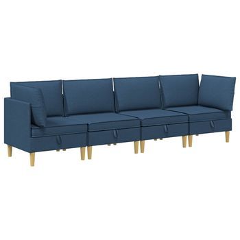 Juego De Sofá Modular Con Almacenamiento 4 Uds. Azul Tela Vidaxl